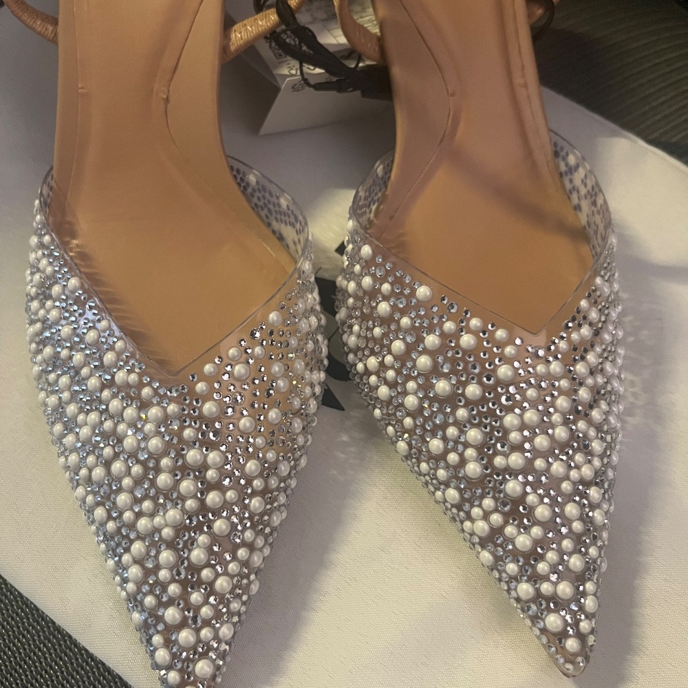 Zara Pearl Heeled Slingbacks - Picture 2 of 3